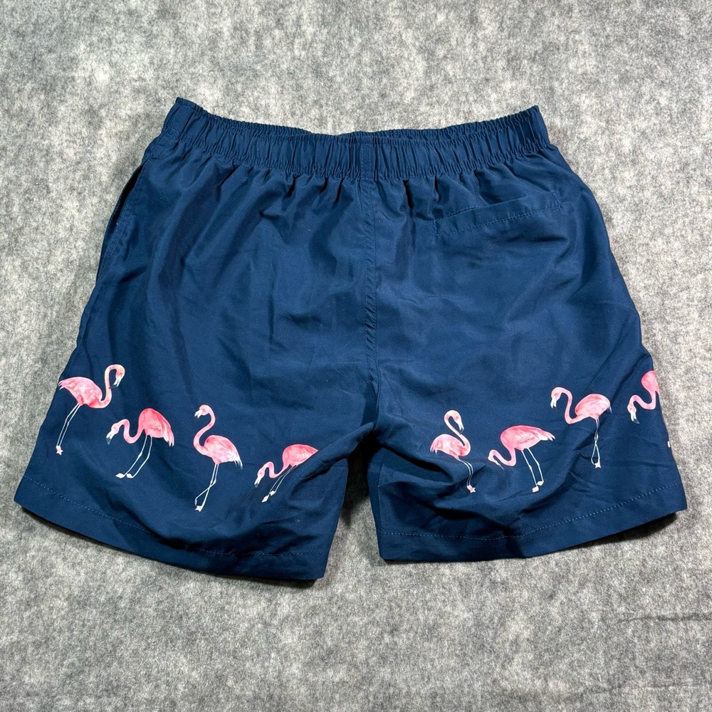 Franks Mens Multicolor Flamingo Adjustable Waist Swim Shorts Size MD‎